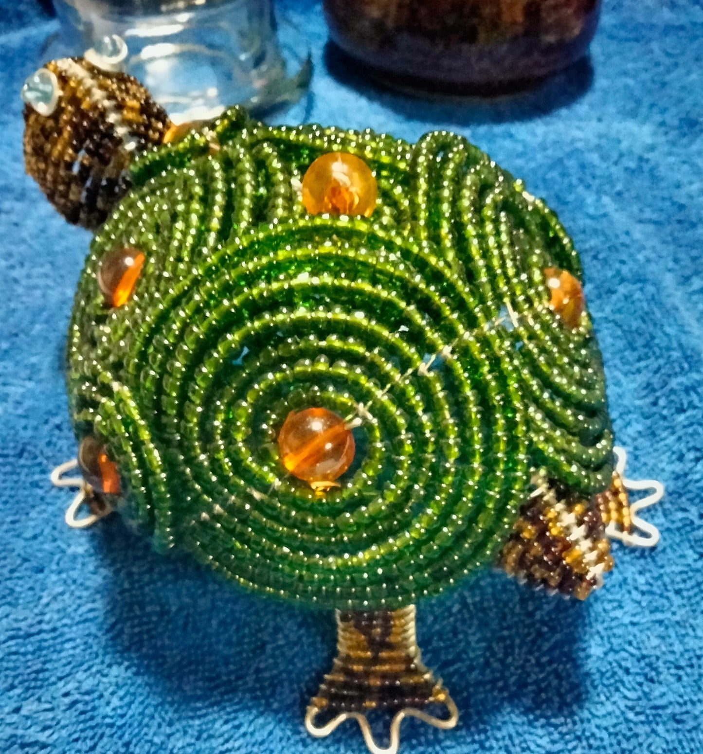 Vintage Beaded Turtle Sculpture