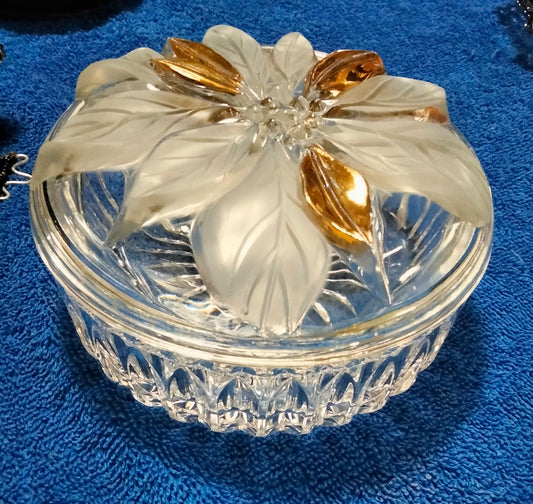 Vintage Poinsettia Glass Bowl