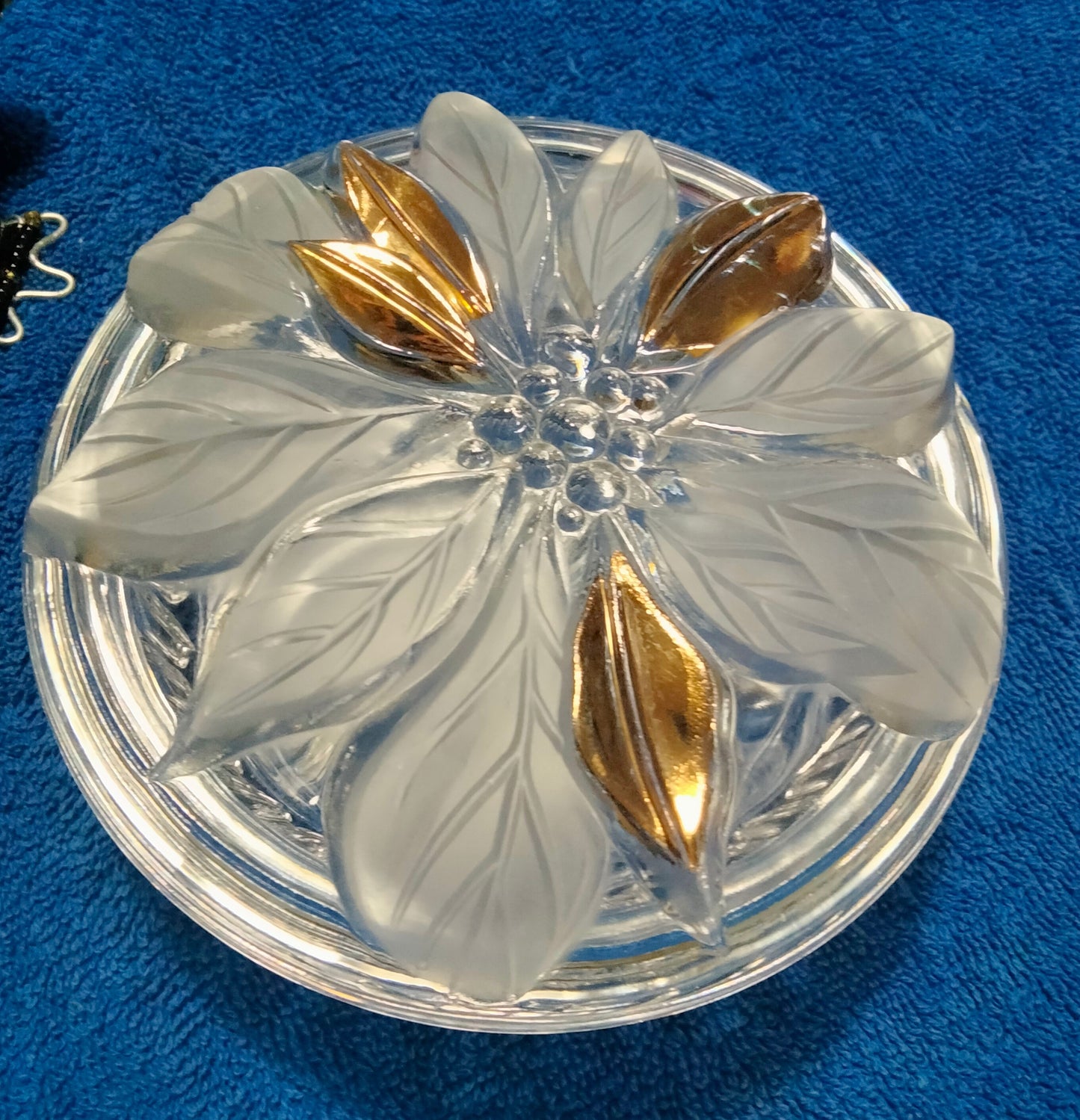 Vintage Poinsettia Glass Bowl