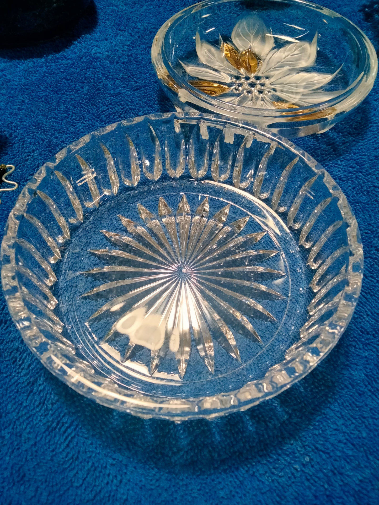 Vintage Poinsettia Glass Bowl